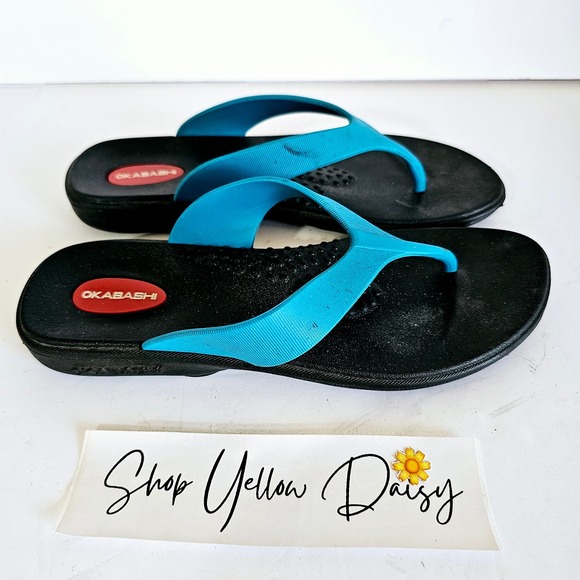 Okabashi Teal Black Womens Sandals Flip Flops Summer Pool Sz‎ M 6.5/7.5  Sh426.2 - Picture 1 of 6